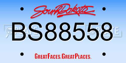 BS88558 South Dakota License Plate