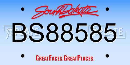 BS88585 South Dakota License Plate