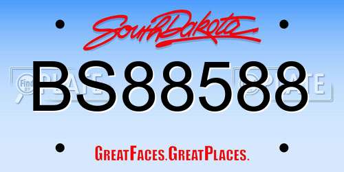 BS88588 South Dakota License Plate
