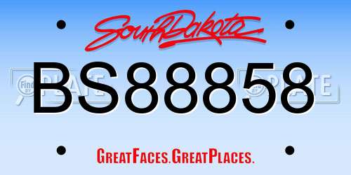 BS88858 South Dakota License Plate