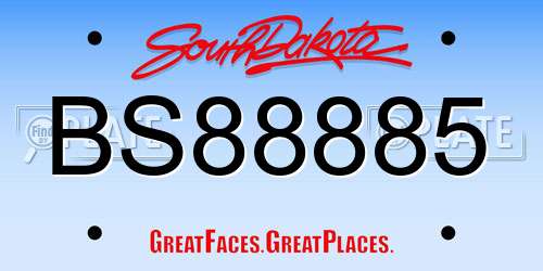 BS88885 South Dakota License Plate