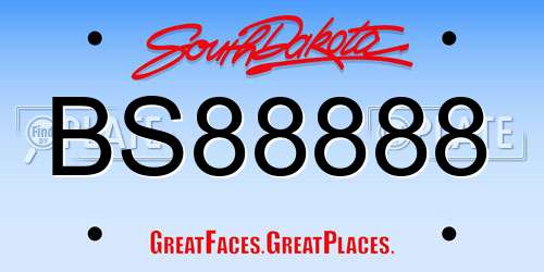 BS88888 South Dakota License Plate