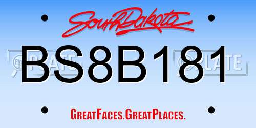 BS8B181 South Dakota License Plate