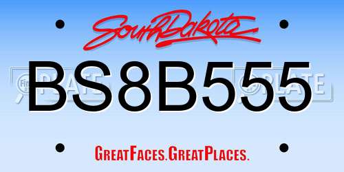 BS8B555 South Dakota License Plate