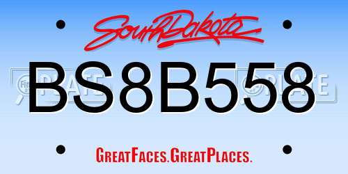 BS8B558 South Dakota License Plate