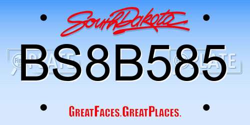 BS8B585 South Dakota License Plate
