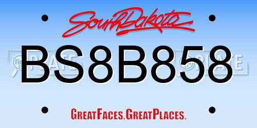 BS8B858 South Dakota License Plate