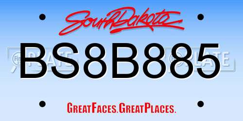 BS8B885 South Dakota License Plate