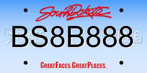 BS8B888 South Dakota License Plate