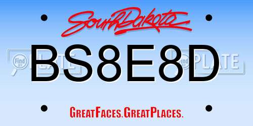 BS8E8D South Dakota License Plate