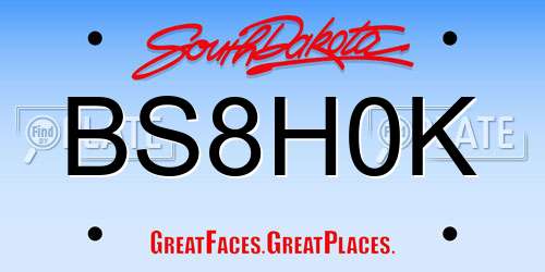 BS8H0K South Dakota License Plate