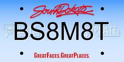 BS8M8T South Dakota License Plate