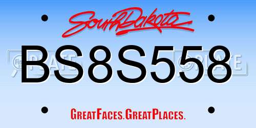 BS8S558 South Dakota License Plate