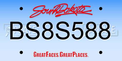 BS8S588 South Dakota License Plate
