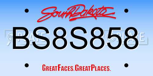 BS8S858 South Dakota License Plate