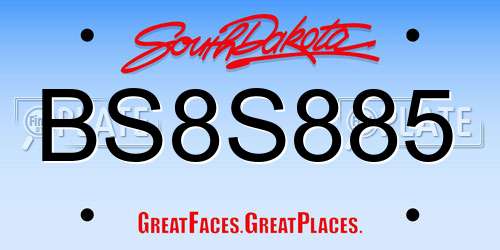 BS8S885 South Dakota License Plate