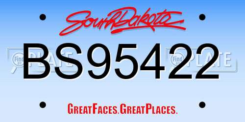 BS95422 South Dakota License Plate