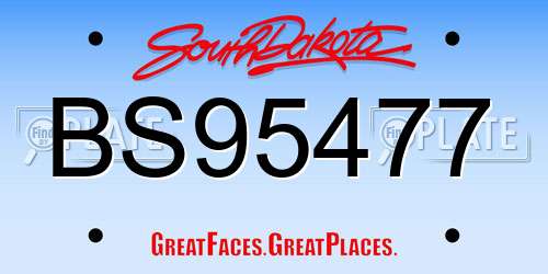 BS95477 South Dakota License Plate