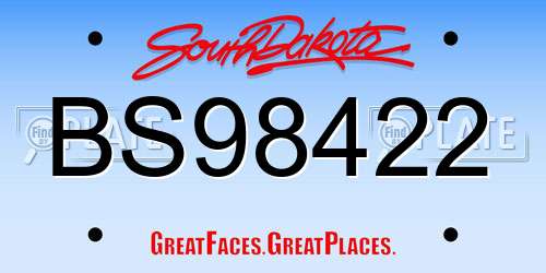 BS98422 South Dakota License Plate