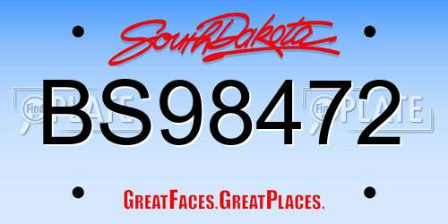 BS98472 South Dakota License Plate