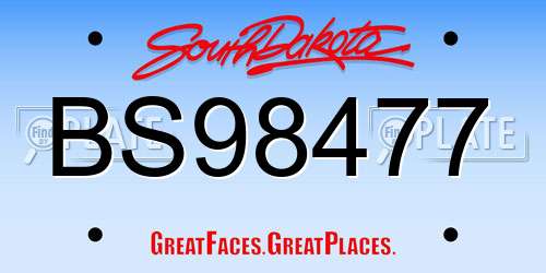 BS98477 South Dakota License Plate