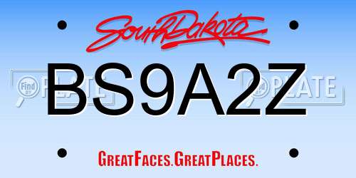 BS9A2Z South Dakota License Plate