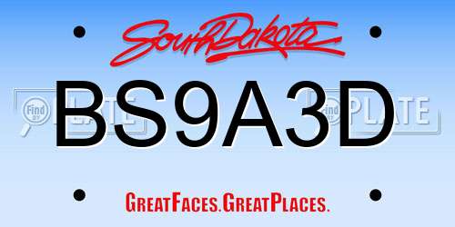 BS9A3D South Dakota License Plate