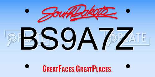 BS9A7Z South Dakota License Plate