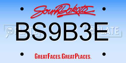 BS9B3E South Dakota License Plate