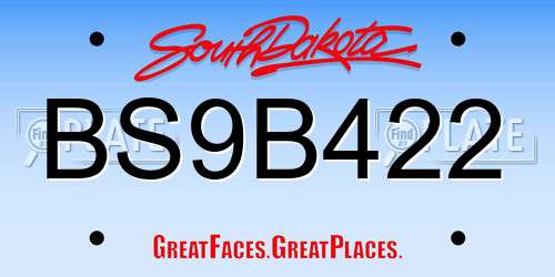 BS9B422 South Dakota License Plate