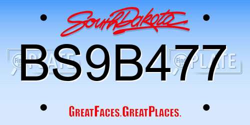 BS9B477 South Dakota License Plate