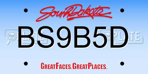 BS9B5D South Dakota License Plate
