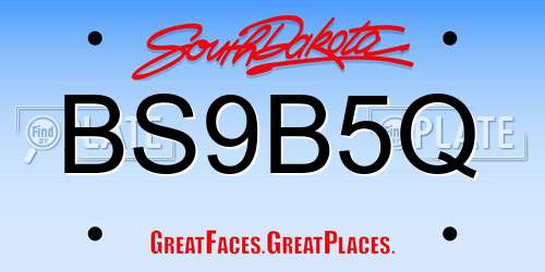BS9B5Q South Dakota License Plate