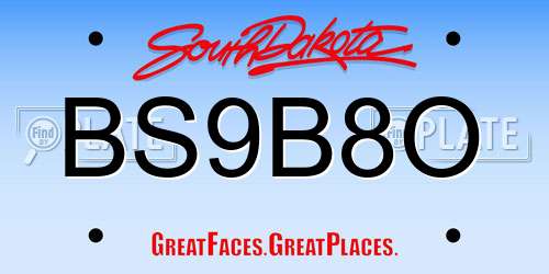 BS9B8O South Dakota License Plate