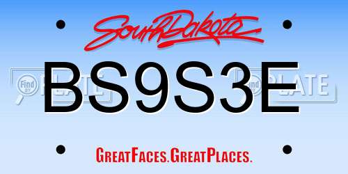 BS9S3E South Dakota License Plate