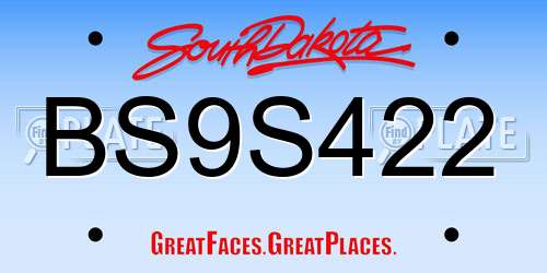 BS9S422 South Dakota License Plate