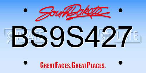 BS9S427 South Dakota License Plate