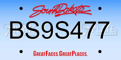 BS9S477 South Dakota License Plate