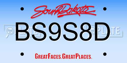 BS9S8D South Dakota License Plate