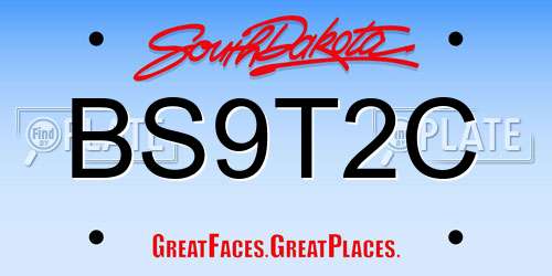 BS9T2C South Dakota License Plate