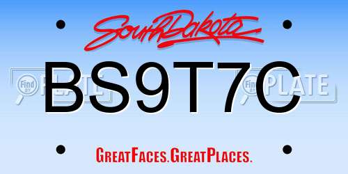 BS9T7C South Dakota License Plate