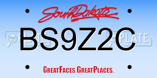 BS9Z2C South Dakota License Plate