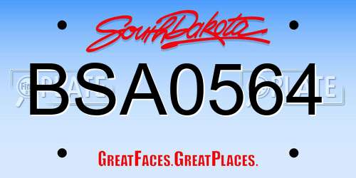 BSA0564 South Dakota License Plate