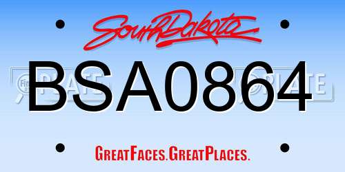 BSA0864 South Dakota License Plate