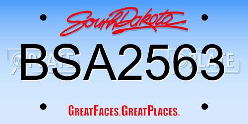 BSA2563 South Dakota License Plate