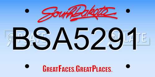 BSA5291 South Dakota License Plate