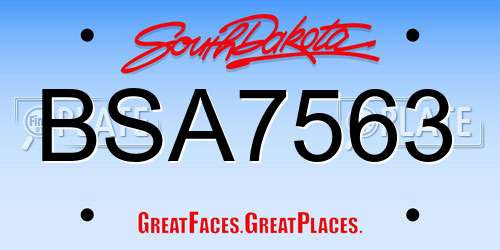 BSA7563 South Dakota License Plate