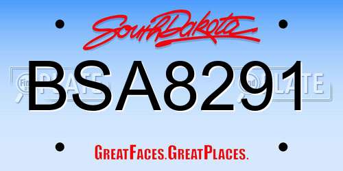 BSA8291 South Dakota License Plate