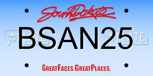 BSAN25 South Dakota License Plate