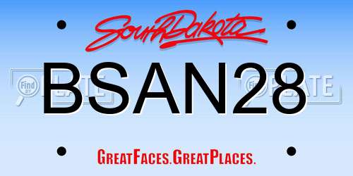 BSAN28 South Dakota License Plate